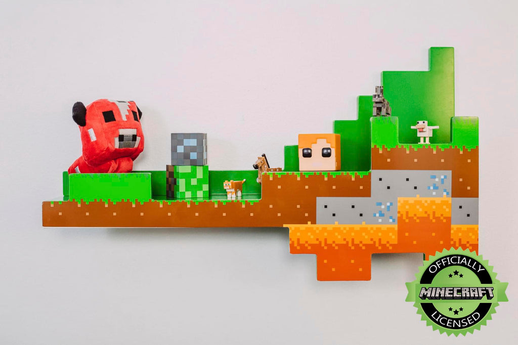 Minecraft Overworld Wall Shelf | 2 Feet Long | Holds 15 Pounds