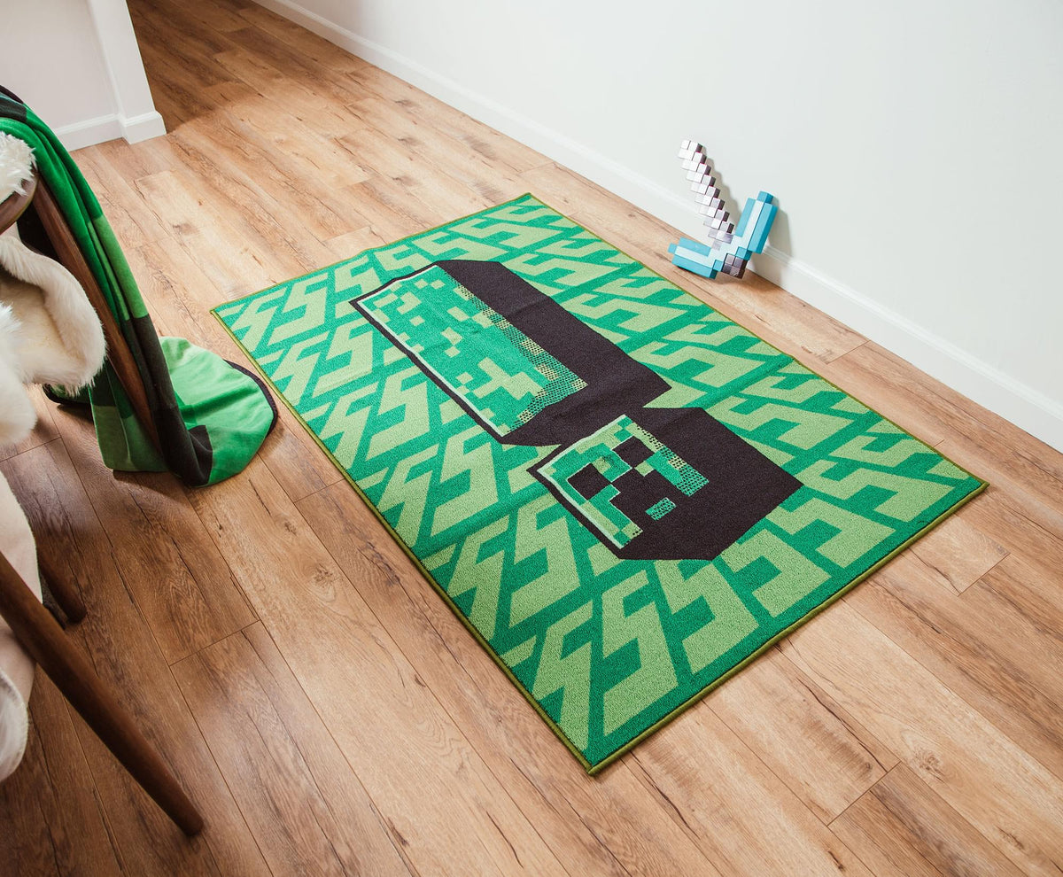 Minecraft Green Creeper Printed Area Rug | 60 x 39 Inches