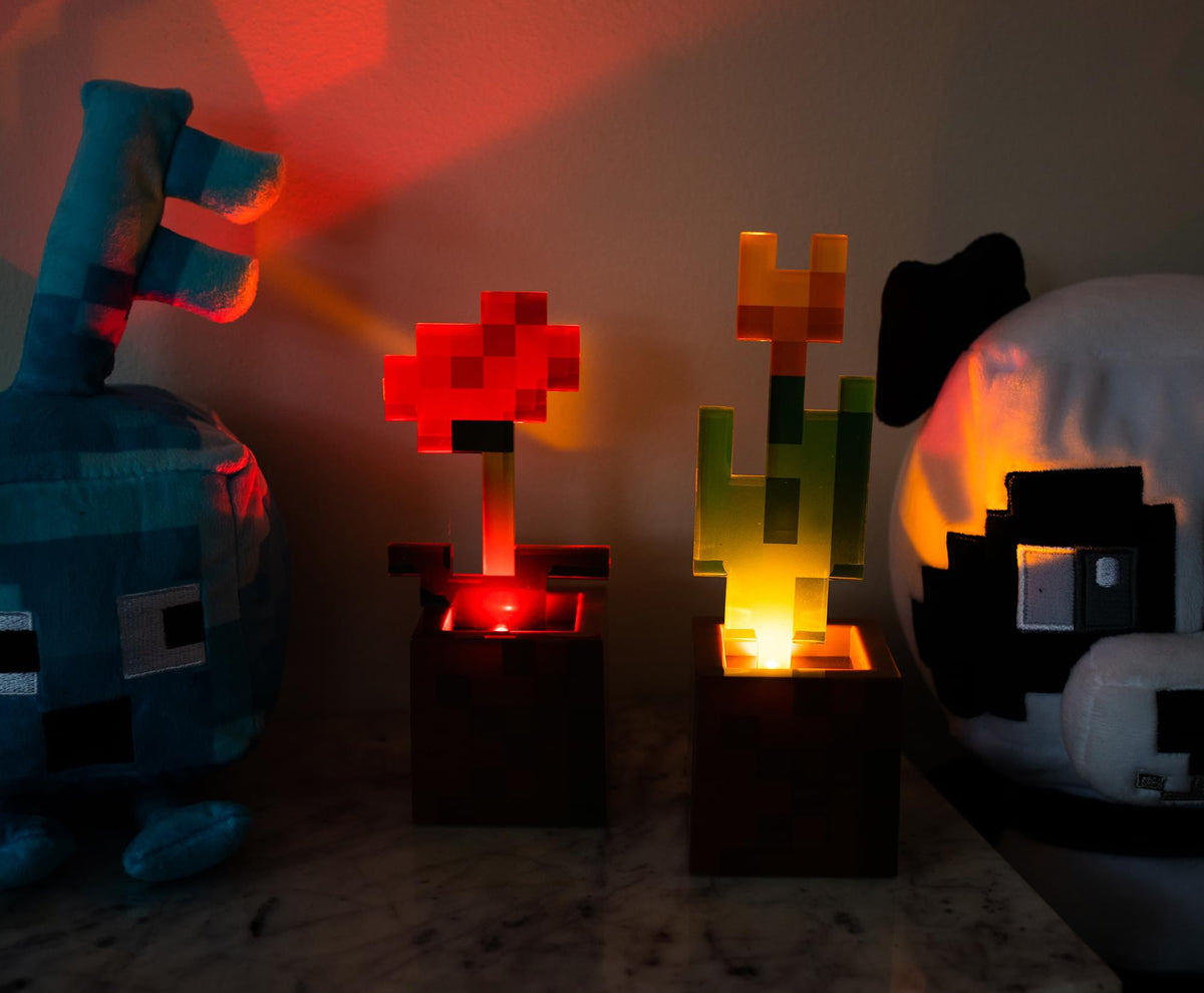 Minecraft Orange Tulip and Poppy Flower Pot Mood Lights | Set of 2